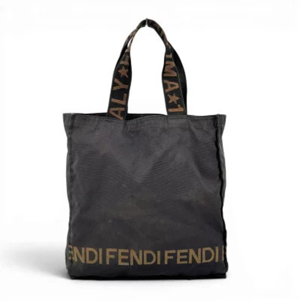 Fendi Canvas Tote Bag Dark Brown